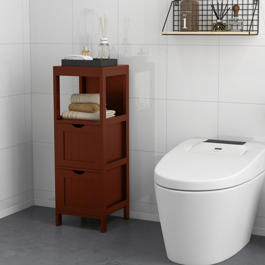 Freestanding Storage Cabinet with 2 Removable Drawers for Bathroom-Brown