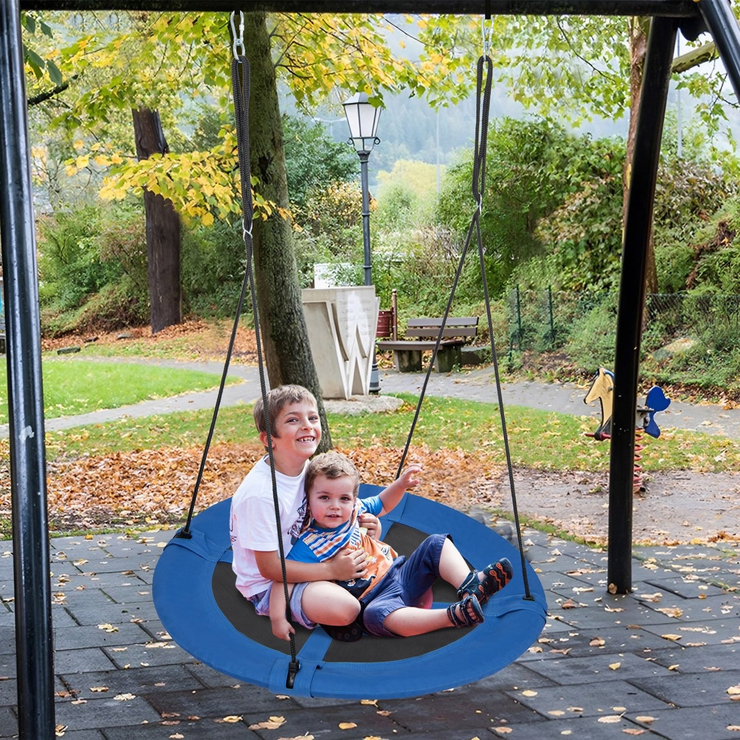 40 Inches Saucer Tree Swing with Adjustable Hanging Ropes and 900D Oxford Fabric-Forest