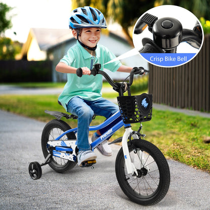 14 Inch Kids Bike with 2 Training Wheels for 3-5 Years Old-Black & White