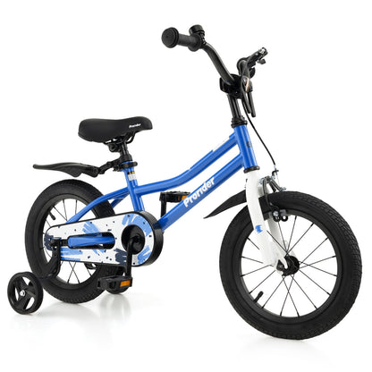 14 Inch Kids Bike with 2 Training Wheels for 3-5 Years Old-Black & White