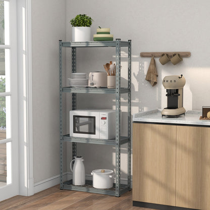 4-Tier Metal Shelving Unit with Anti-slip Foot Pad and Anti-tipping Device-Black