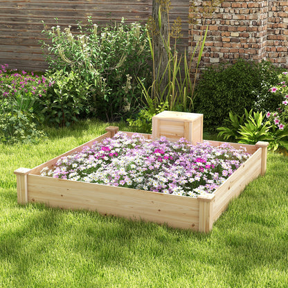 49" x 49" x 10" Raised Garden Bed with Compost Bin and Open-ended Bottom-Natural