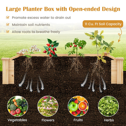 49" x 49" x 10" Raised Garden Bed with Compost Bin and Open-ended Bottom-Natural