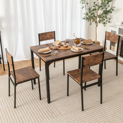 5 Piece Dining Table Set Industrial Style Kitchen Table and Chairs for 4-Grey