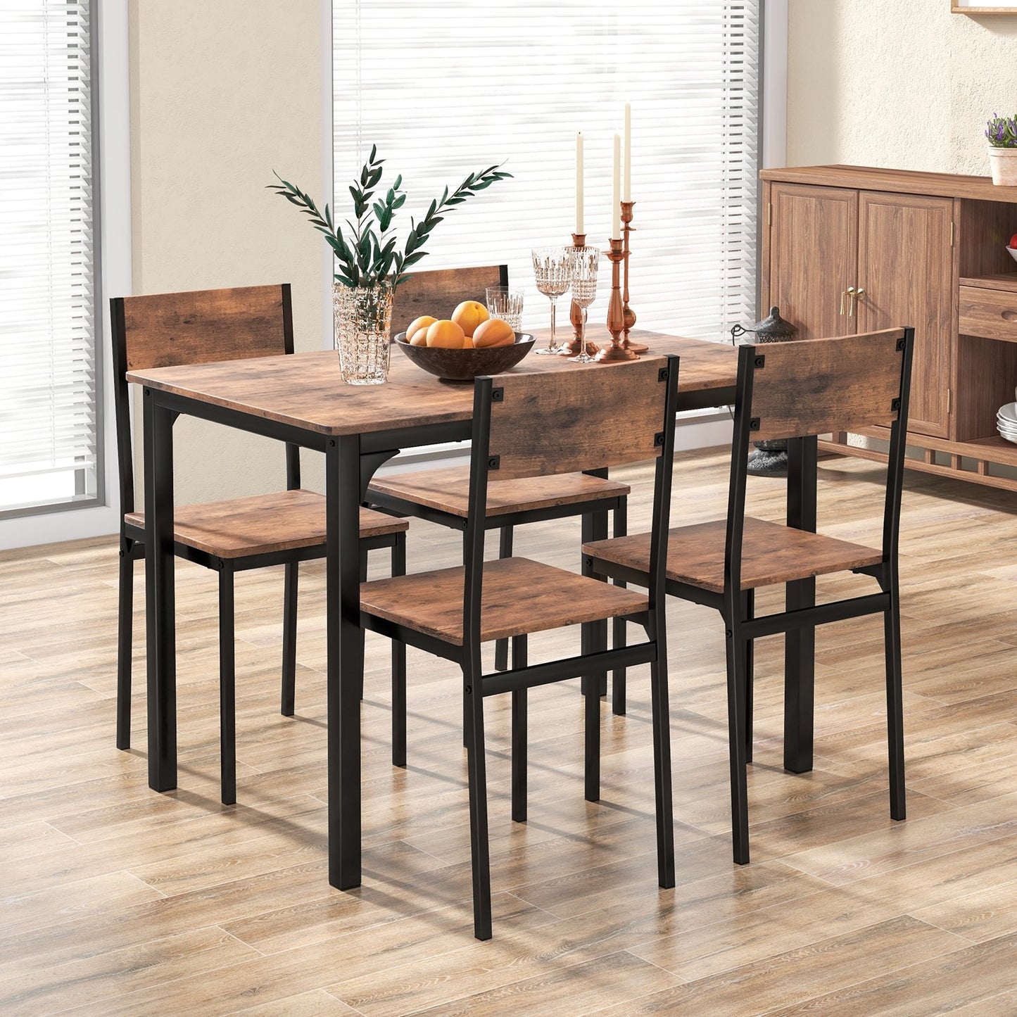 5 Piece Dining Table Set Industrial Style Kitchen Table and Chairs for 4-Grey