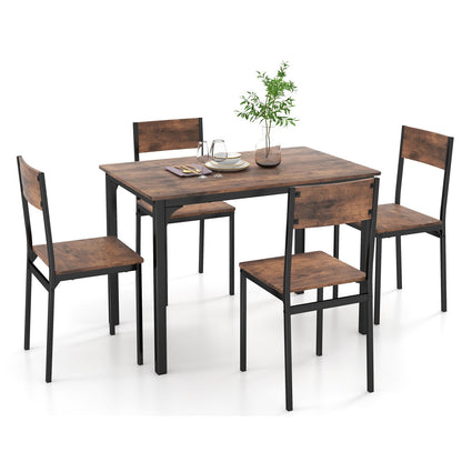 5 Piece Dining Table Set Industrial Style Kitchen Table and Chairs for 4-Grey