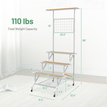 4-Tier Hanging Plant Stand with Hanging Bar