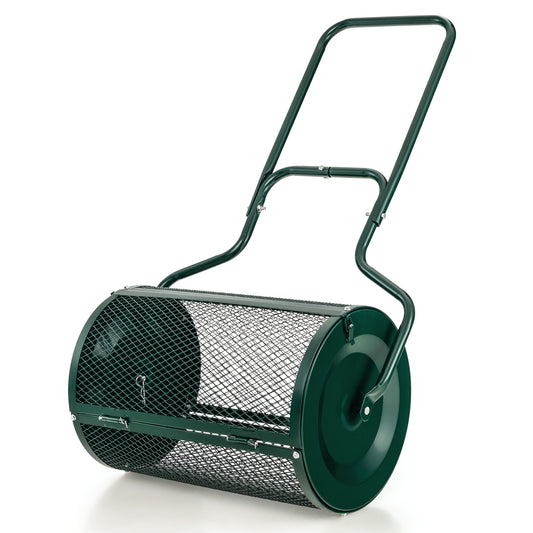 24-Inch Peat Moss Spreader with Upgrade Side Latches and U-shape Handle-Green
