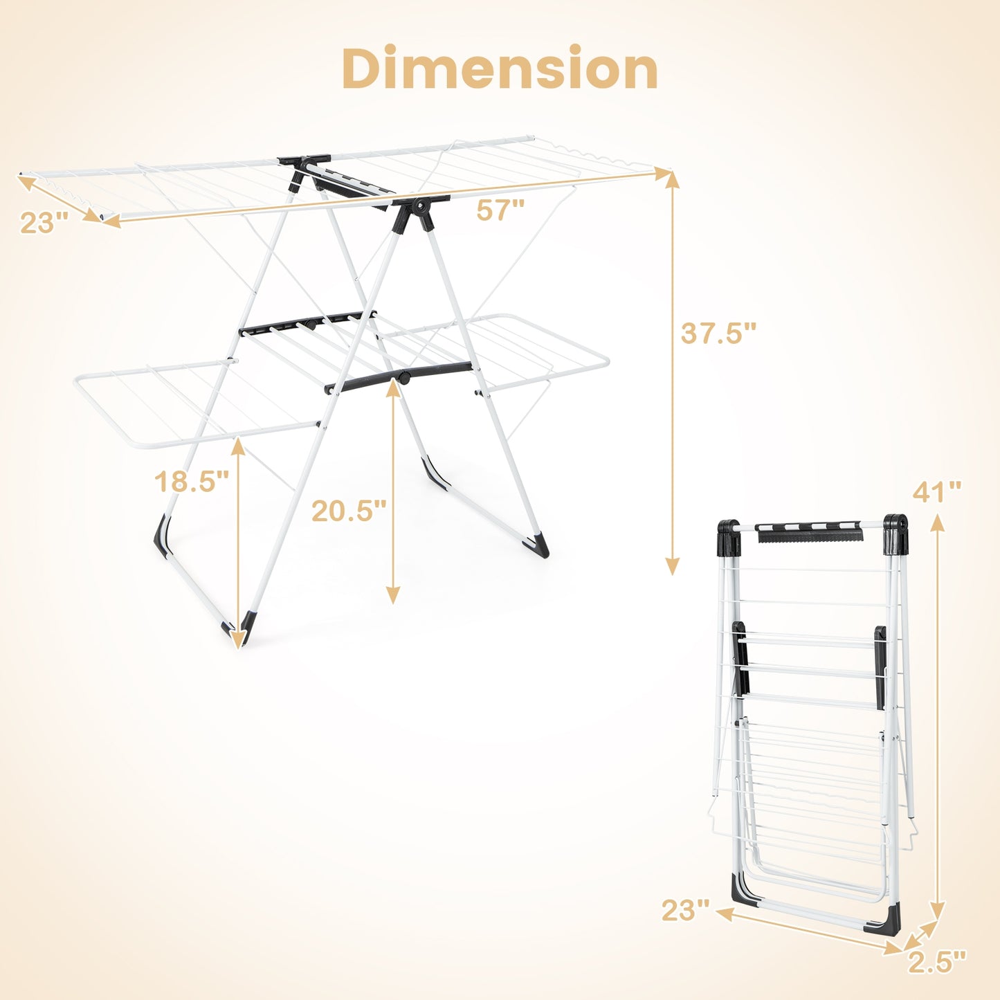 2-level Laundry Drying Rack with Height Adjustable Wings