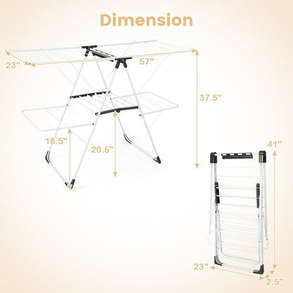 2-level Laundry Drying Rack with Height Adjustable Wings