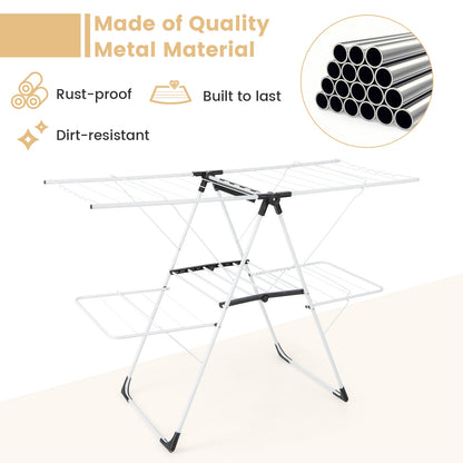 2-level Laundry Drying Rack with Height Adjustable Wings