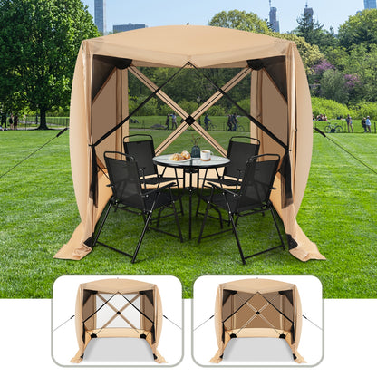 6.7 x 6.7 Feet Pop Up Gazebo with Netting and Carry Bag-Coffee