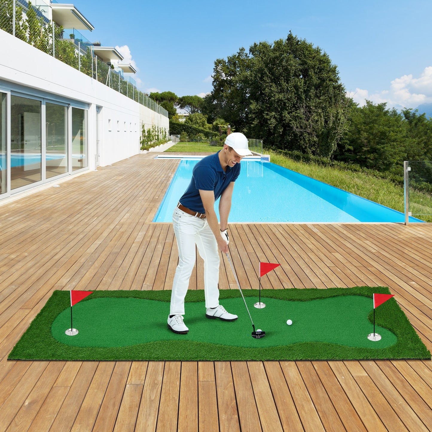 Wilson Sports golf putting green with realistic artificial grass turf, ideal for indoor or outdoor practice.