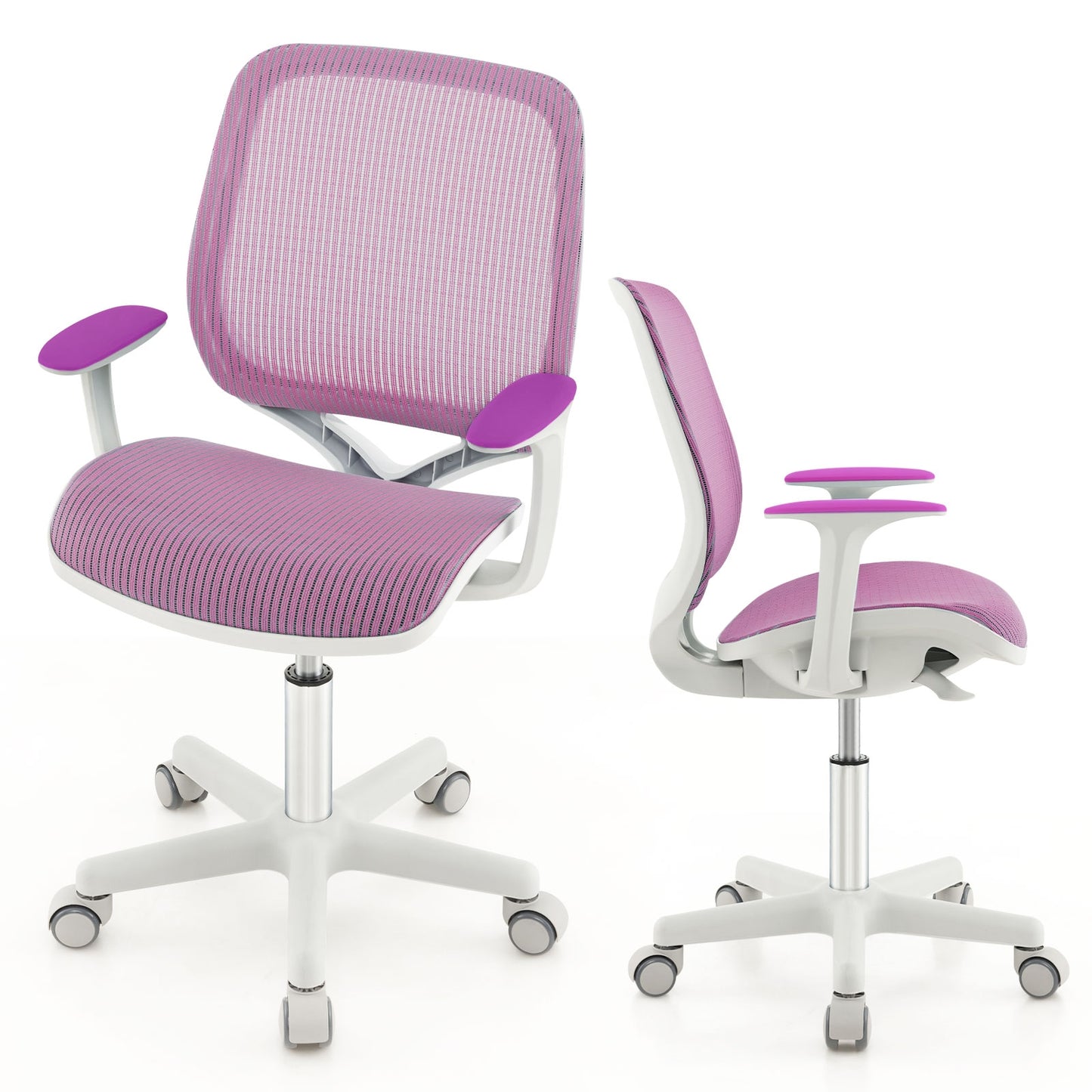 Swivel Mesh Children Computer Chair with Adjustable Height-Purple