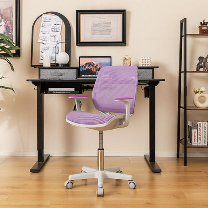 Swivel Mesh Children Computer Chair with Adjustable Height-Purple