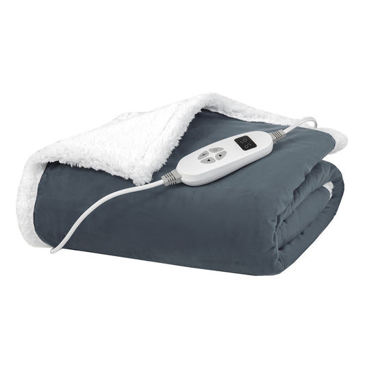 Heated Electric Blanket Throw with 10 Heat Levels-Gray