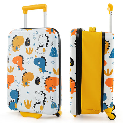 20 Inch Kids Rolling Luggage Foldable Hardshell Carry-on Suitcase on Wheels-Yellow