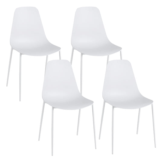 Armless Dining Chair Set of 4 Leisure Chair with Anti-slip Foot Pads-White