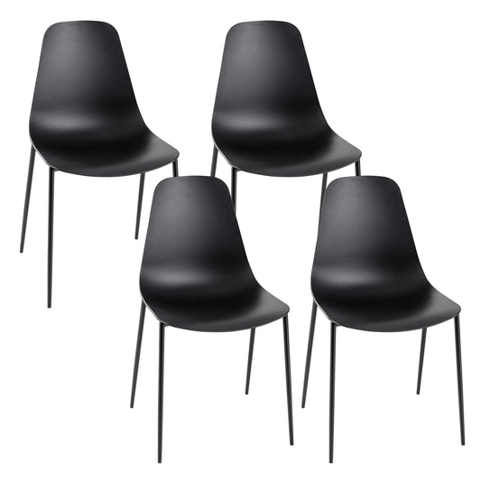 Armless Dining Chair Set of 4 Leisure Chair with Anti-slip Foot Pads-Black