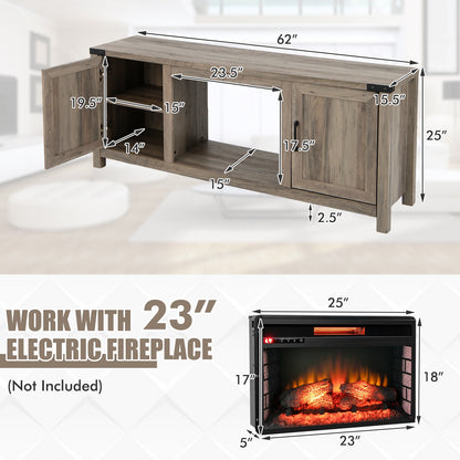 Electric Fireplace TV Stand with Storage Cabinets for TVs up to 70 Inch-Natural