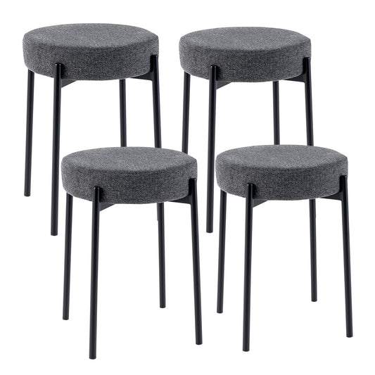 Bar Stools Set of 4 Upholstered Kitchen Stools with Foot Pads-Dark Gray