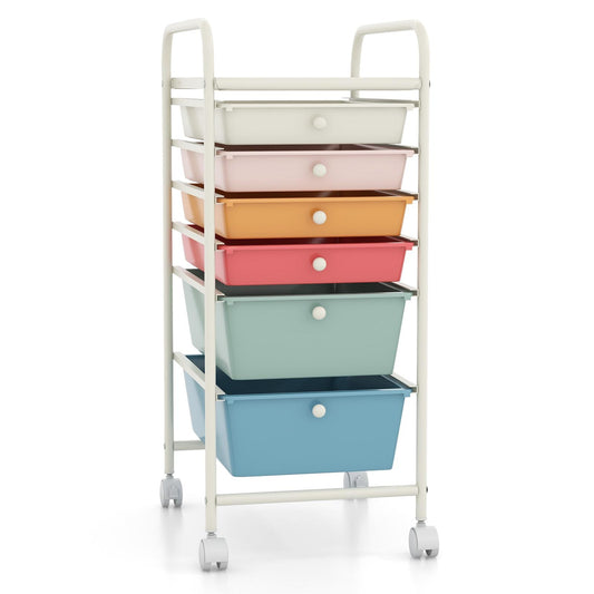 6 Drawers Rolling Storage Cart Organizer-Macaron