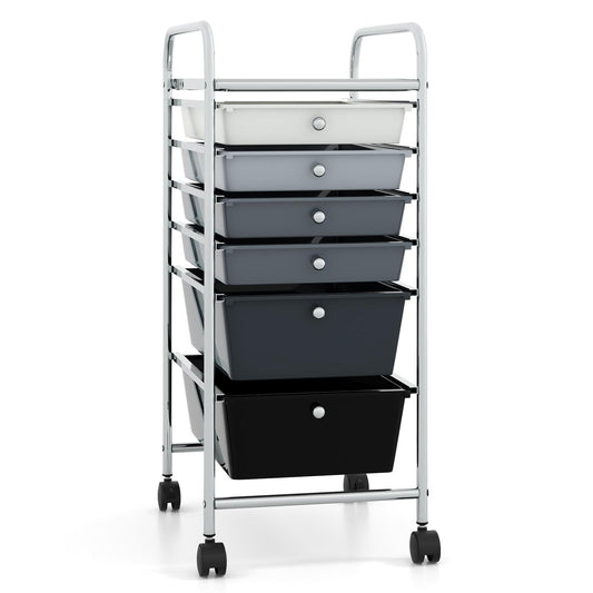 6 Drawers Rolling Storage Cart Organizer-Black & Gray