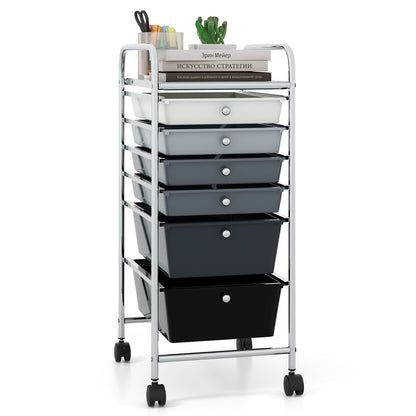 6 Drawers Rolling Storage Cart Organizer-Black & Gray