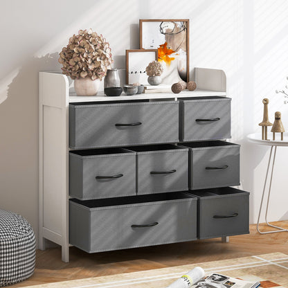 Fabric Dresser with 7 Drawers for Bedroom-White