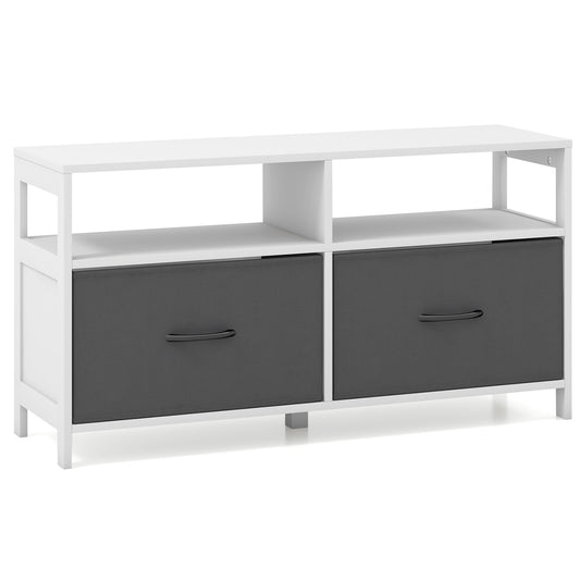 Fabric Chest of Drawers with 2 Drawers and 2 Open Shelves-White
