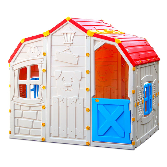 Cottage Kids Playhouse with Openable Windows and Working Door