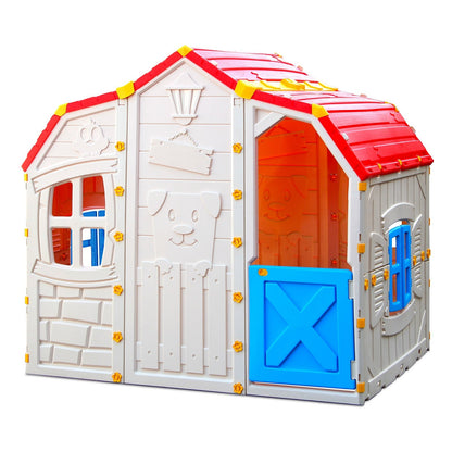 Cottage Kids Playhouse with Openable Windows and Working Door