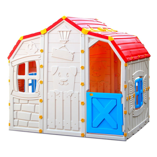 Cottage Kids Playhouse with Openable Windows and Working Door