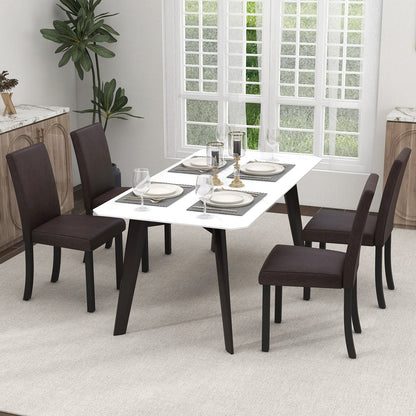 Dining Chair Set of 4 Upholstered Kitchen Dinette Chairs with Wood Frame-Black