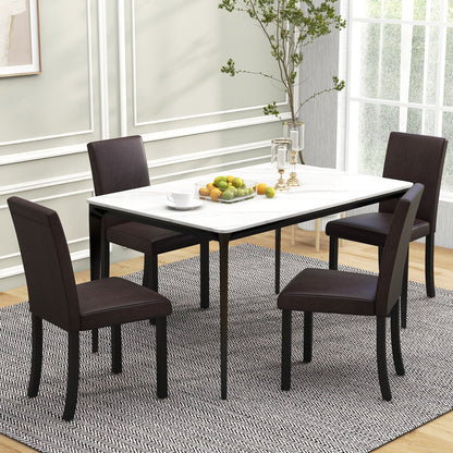Dining Chair Set of 4 Upholstered Kitchen Dinette Chairs with Wood Frame-Black