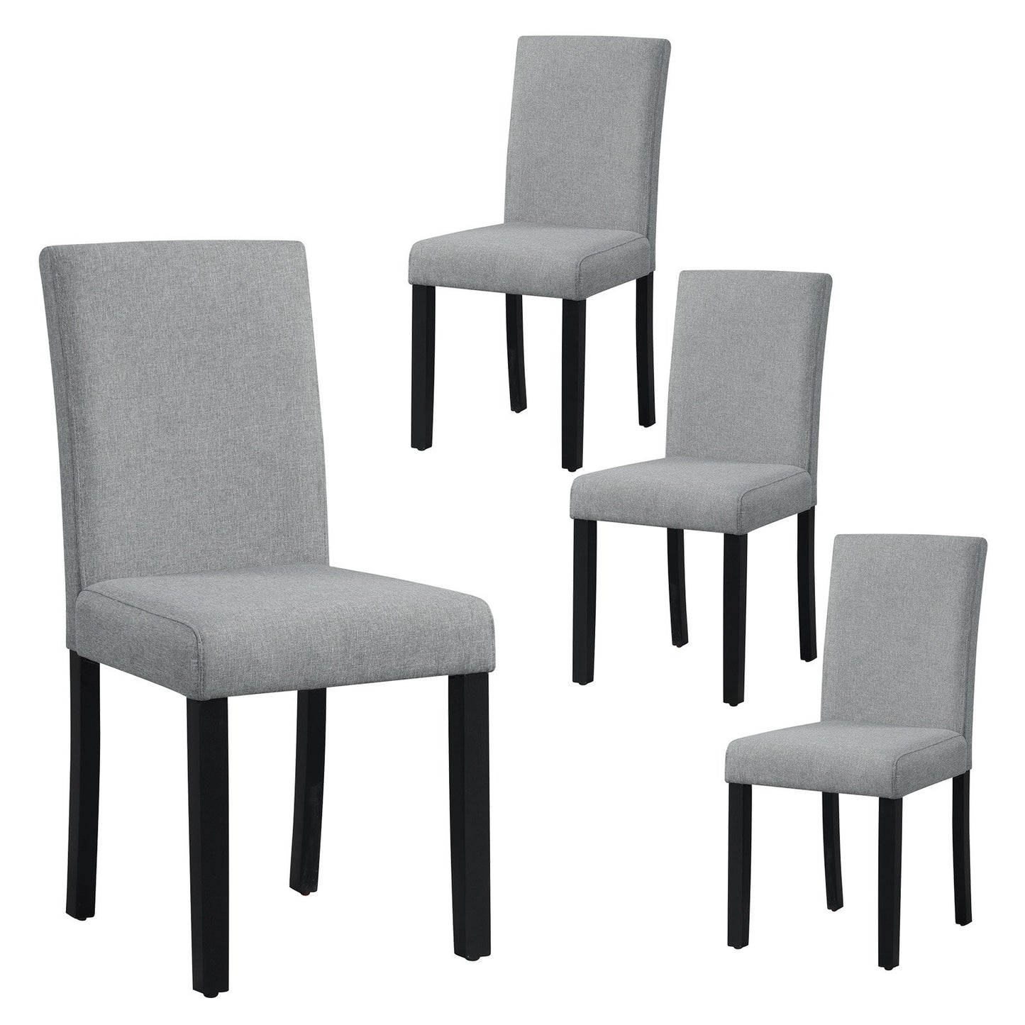 Dining Chair Set of 4 Upholstered Kitchen Dinette Chairs with Wood Frame-Black