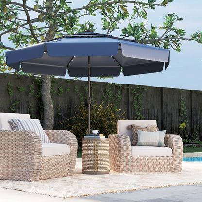 10 Feet Solar Patio Umbrella with 3-Tier Vented Top-Beige