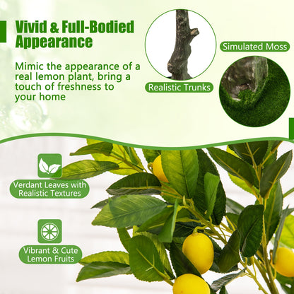 Artificial Lemon Tree 2.6/4/5.2 Feet Tall Fake Lemon Plant wuth Lemon Fruits-4 ft