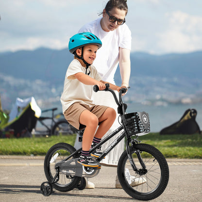 14 Inch Kids Bike with Basket and Training Wheels for Children Aged 4-5 Years Old