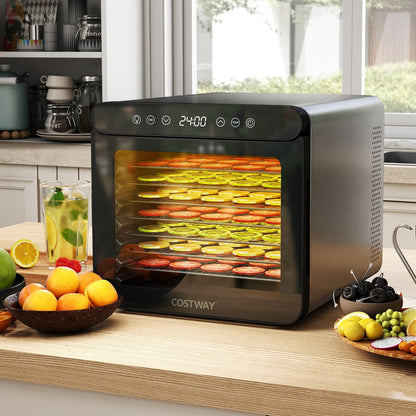 7 Stainless Steel Trays Dryer with 1-24H Timer and 30-75℃ Temperature-Silver