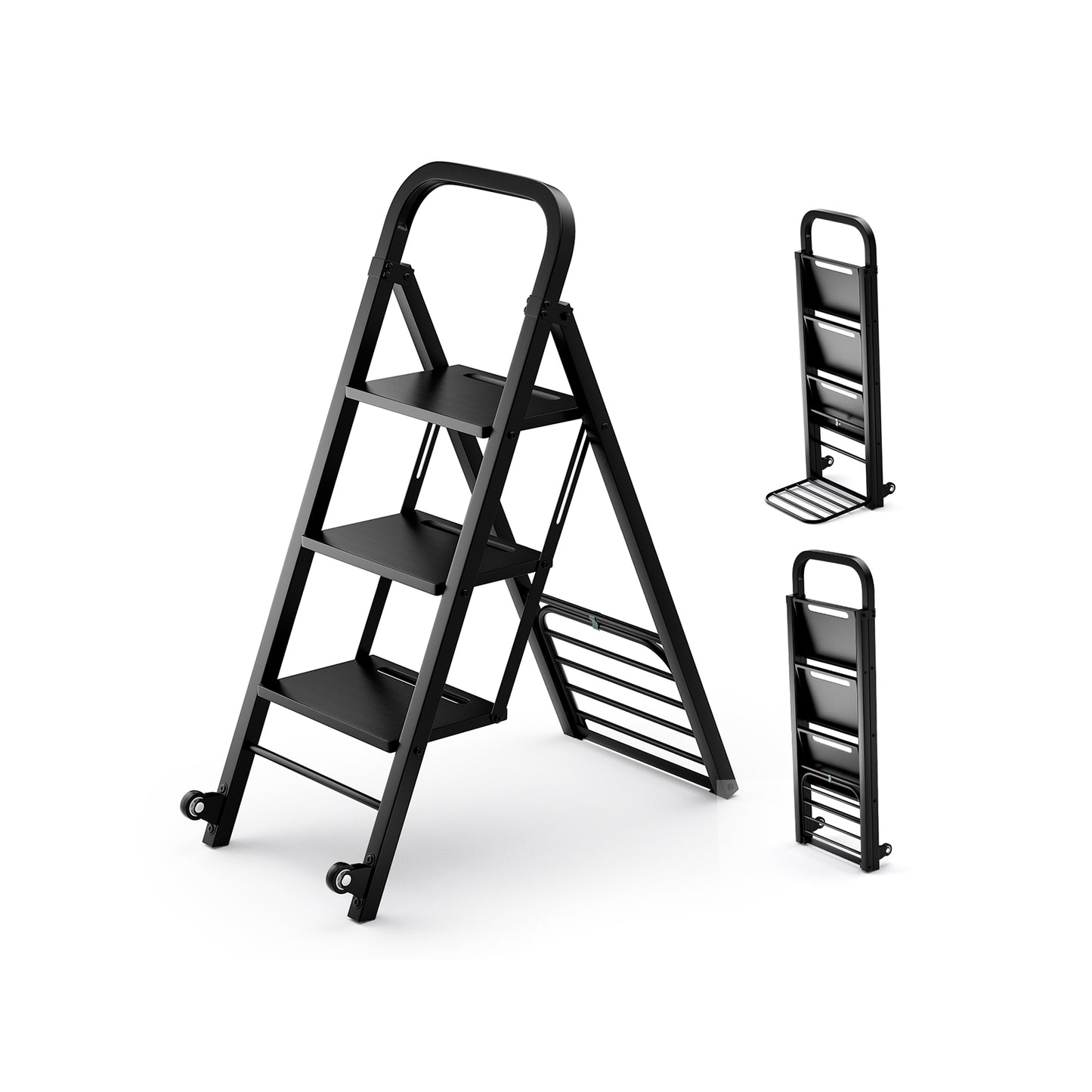 2 in 1 Hand Truck and Ladder Combo with Rubber Wheels  Handle for Warehouse  Garage  Home