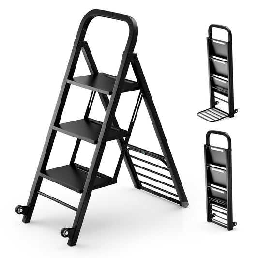2 in 1 Hand Truck and Ladder Combo with Rubber Wheels  Handle for Warehouse  Garage  Home
