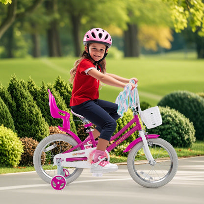 Kids Bike 14 Inch with Training Wheels and 2 Brake System for 3-5 Years Old