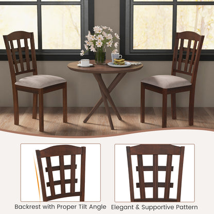 Set of 2 Wood Kitchen Chairs with Faux Leather Upholstered Seat-Coffee
