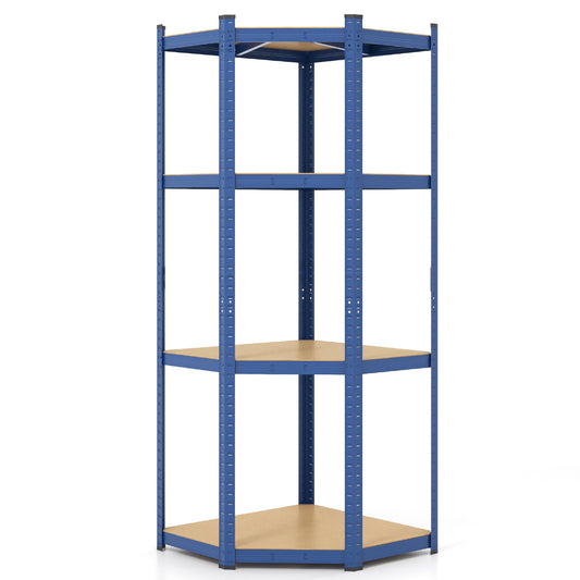 4-Tier Corner Shelving Unit Adjustable Garage Storage Utility Rack for Warehouse-Blue