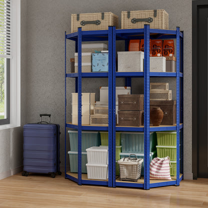 4-Tier Corner Shelving Unit Adjustable Garage Storage Utility Rack for Warehouse-Blue