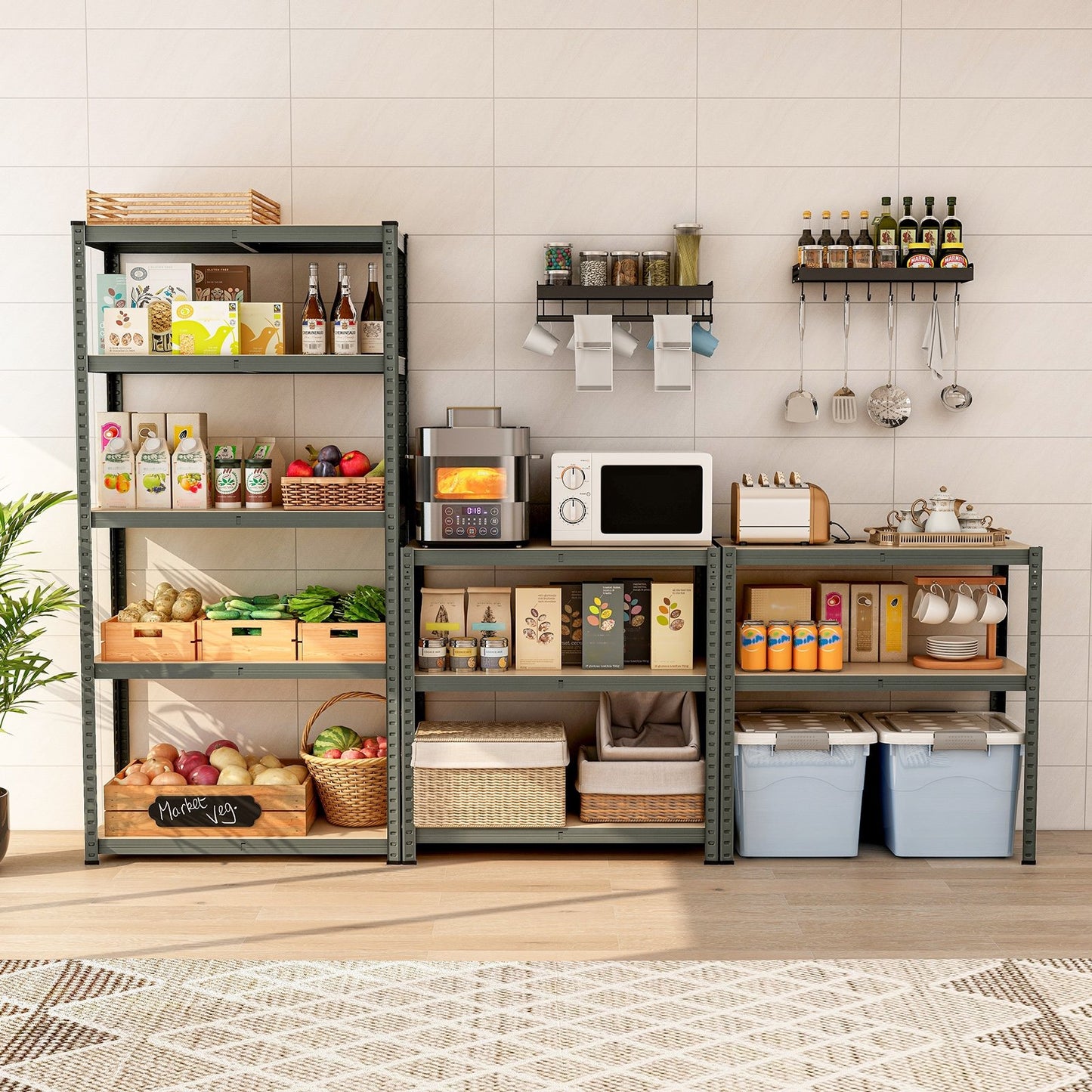5-Tier Heavy Duty Metal Shelving Unit with 2000 LBS Total Load Capacity-Black