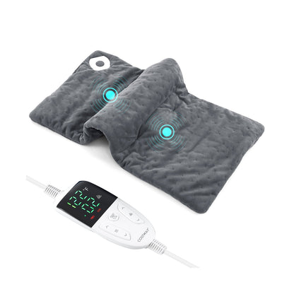 Weighted Heating Pad Electric Heated Pad with 2 Massagers Massaging Vibration-Blue