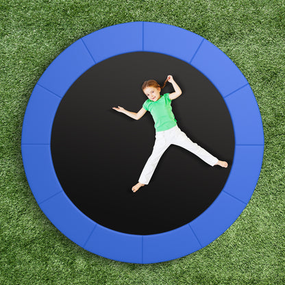 Blue 16-foot trampoline safety pad with fixing straps, designed for outdoor play and bounce protection by Wilsons Home Store.