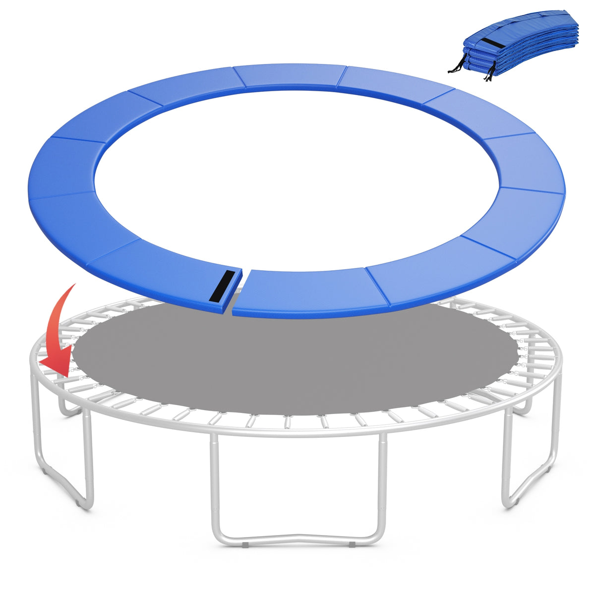 Blue 16-foot trampoline safety pad with fixing straps, replacement outdoor toy accessory for secure outdoor play.